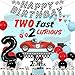 Cheereveal Two Fast 2 Curious Birthday Decorations 2 Fast 2 Curious Backdrop Cake Topper Happy Bday Checkered Flags Banner Boys Second Birthday Party Supplies - Image 3