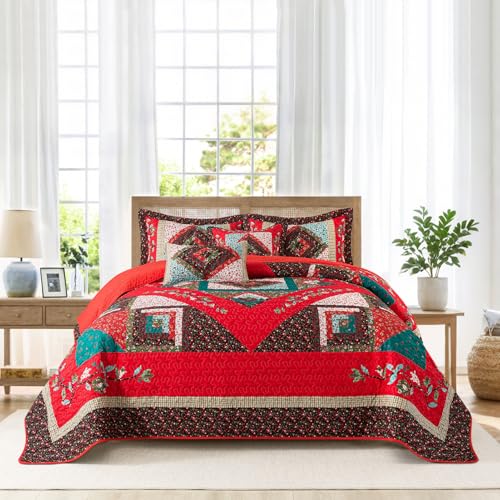 BEDIFANY Queen Size Quilt Set - Cotton Bedspreads Queen for Bed - Lightweight Farmhouse Queen Quilt Bedding Sets for All Seasons, 3 Pieces - Image 1