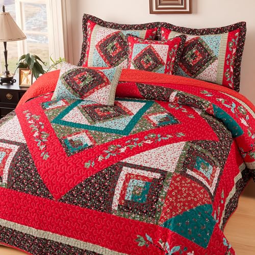 BEDIFANY Queen Size Quilt Set - Cotton Bedspreads Queen for Bed - Lightweight Farmhouse Queen Quilt Bedding Sets for All Seasons, 3 Pieces - Image 3