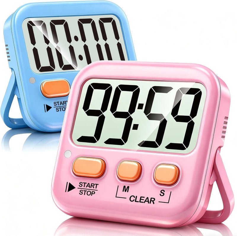 Antonki 2 Pack Digital Timer for Kids, Magnetic Countdown Kitchen Timers for Cooking, Egg, Classroom, Teacher, Exercise, Study, Oven - Battery Included - Image 1