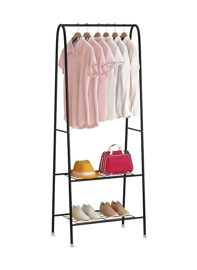 Arabest - Portable Clothes Hanger with Two Layers of Shelves Independent Double Pole Metal Hanger with Bottom Shelf for Shoe Rack Organizer - Black - Image 1