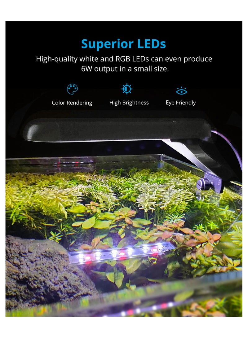 SYOSI LED Aquarium Light, Clip-on Lamp Aquatic Plant Lighting, 14 Lighting Modes Intensity Adjustable with Inline Timer Controller, for Frameless Aquariums up to 20L, 6 Watts [Energy Class G] - Image 3
