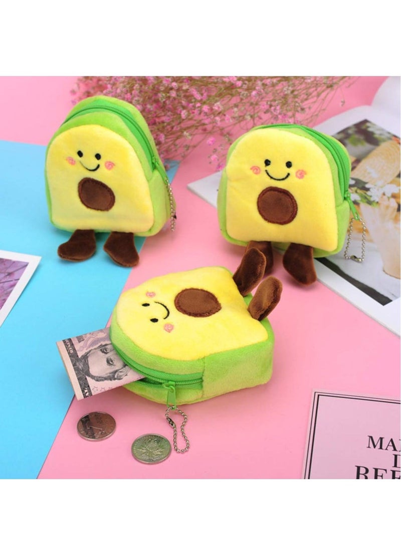 4 Pcs Purse Zipper Kawaii Plush Shape Toddler Cartoon Exquisite Bag Holds, Mini Avocado Plush Purse for Lovely Chic Fashionable - Image 2