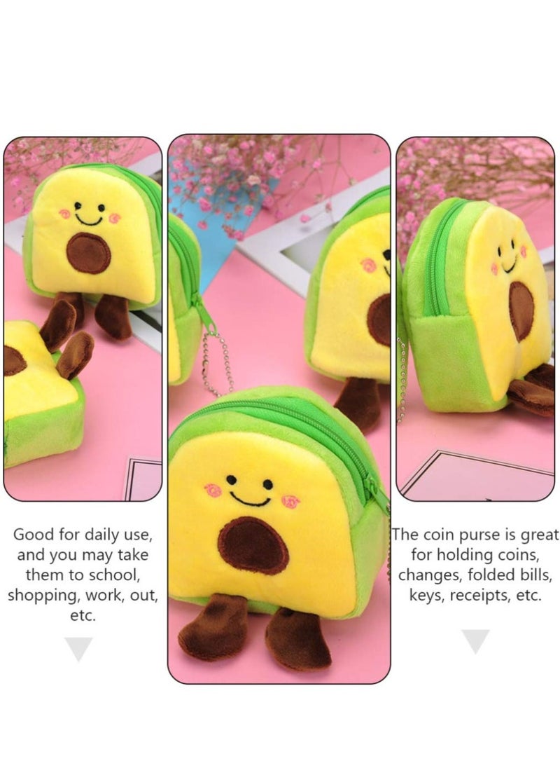 4 Pcs Purse Zipper Kawaii Plush Shape Toddler Cartoon Exquisite Bag Holds, Mini Avocado Plush Purse for Lovely Chic Fashionable - Image 4