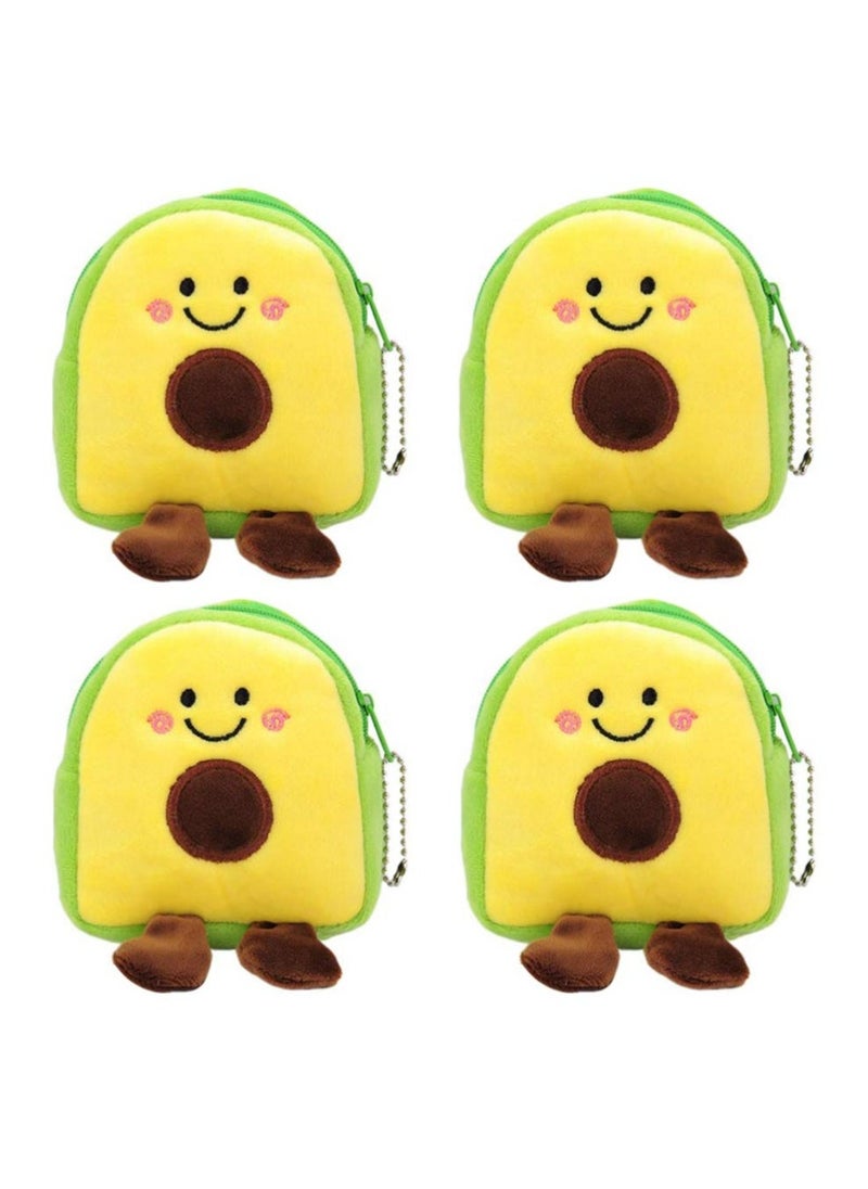 4 Pcs Purse Zipper Kawaii Plush Shape Toddler Cartoon Exquisite Bag Holds, Mini Avocado Plush Purse for Lovely Chic Fashionable - Image 1