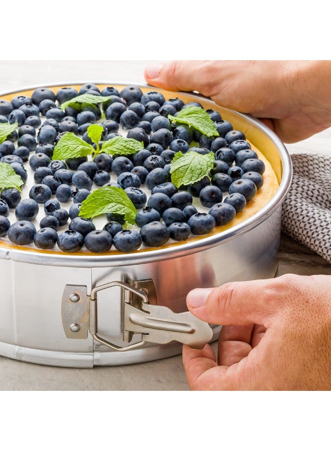 Met Lux 10 Inch Round Cake Pan, 1 Springform Springform Pan - Removable Bottom, Release Latch, Silver Aluminum Cheesecake Pan, For Baking Desserts,