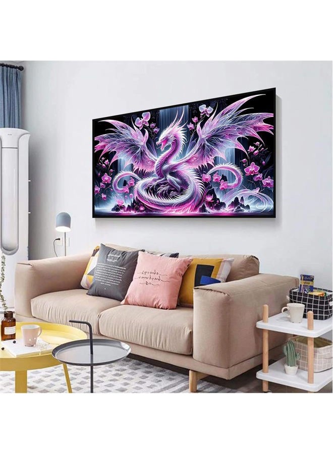 Ekuxom Large Diamond Art Kits for Adults- Large Dragon Diamond Painting Kits for Adults-5D DIY Round Full Drill Waterfall Diamonds Gem Art Kit for Gifts Home Wall Decor 27.5 X 15.7 inch - Image 3