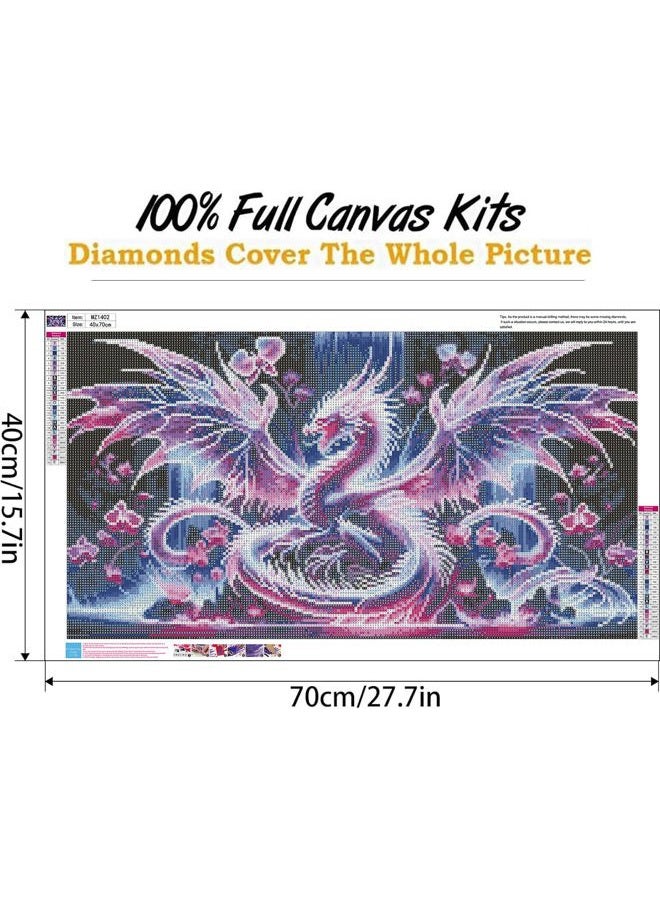 Ekuxom Large Diamond Art Kits for Adults- Large Dragon Diamond Painting Kits for Adults-5D DIY Round Full Drill Waterfall Diamonds Gem Art Kit for Gifts Home Wall Decor 27.5 X 15.7 inch - Image 2