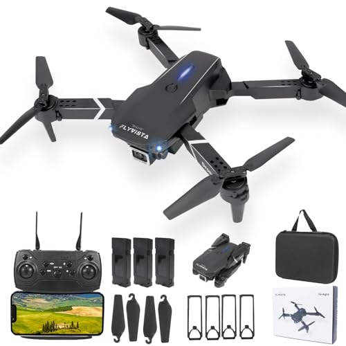 FLYVISTA Mini Drone with Camera for Adults Kids 1080P WiFi FPV Camera Drone with 3 Batteries OneClick Take OffLanding Altitude Hold Headless Mode 360 Flips 3Gear Speeds Emergency Stop Carrying Case Toys Gifts for Kids and Adults Beginner