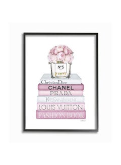 Stupell Industries Pink Rose Bouquet And Fashion Designer Bookstack Wall Art 16 X 20 White  - Image 1