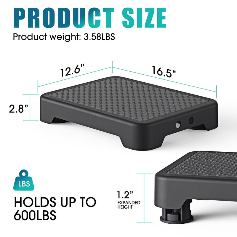 SPACELEAD Mobility Step Stool for Adults & Seniors, Indoor/Outdoor Portable Stair Assist, Anti-Slip Platform for Bathroomï¼Œ Kitchen, Office, and Bedroom, 600lbs Capacity, Black Black - Image 2