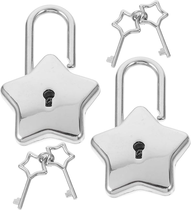 Star Shape Padlock with Keys for Diary Jewelry Box Handbag Storage Backpack Decorative Lock - Image 2