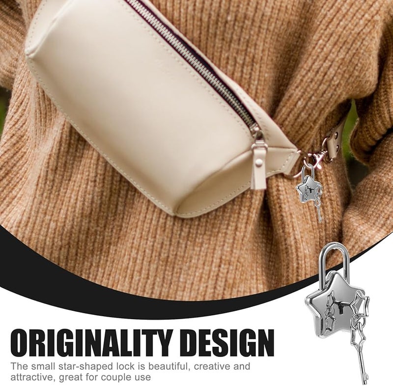 Star Shape Padlock with Keys for Diary Jewelry Box Handbag Storage Backpack Decorative Lock - Image 3