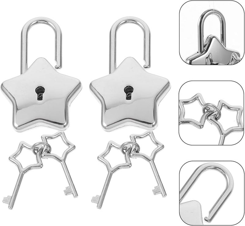 Star Shape Padlock with Keys for Diary Jewelry Box Handbag Storage Backpack Decorative Lock - Image 5