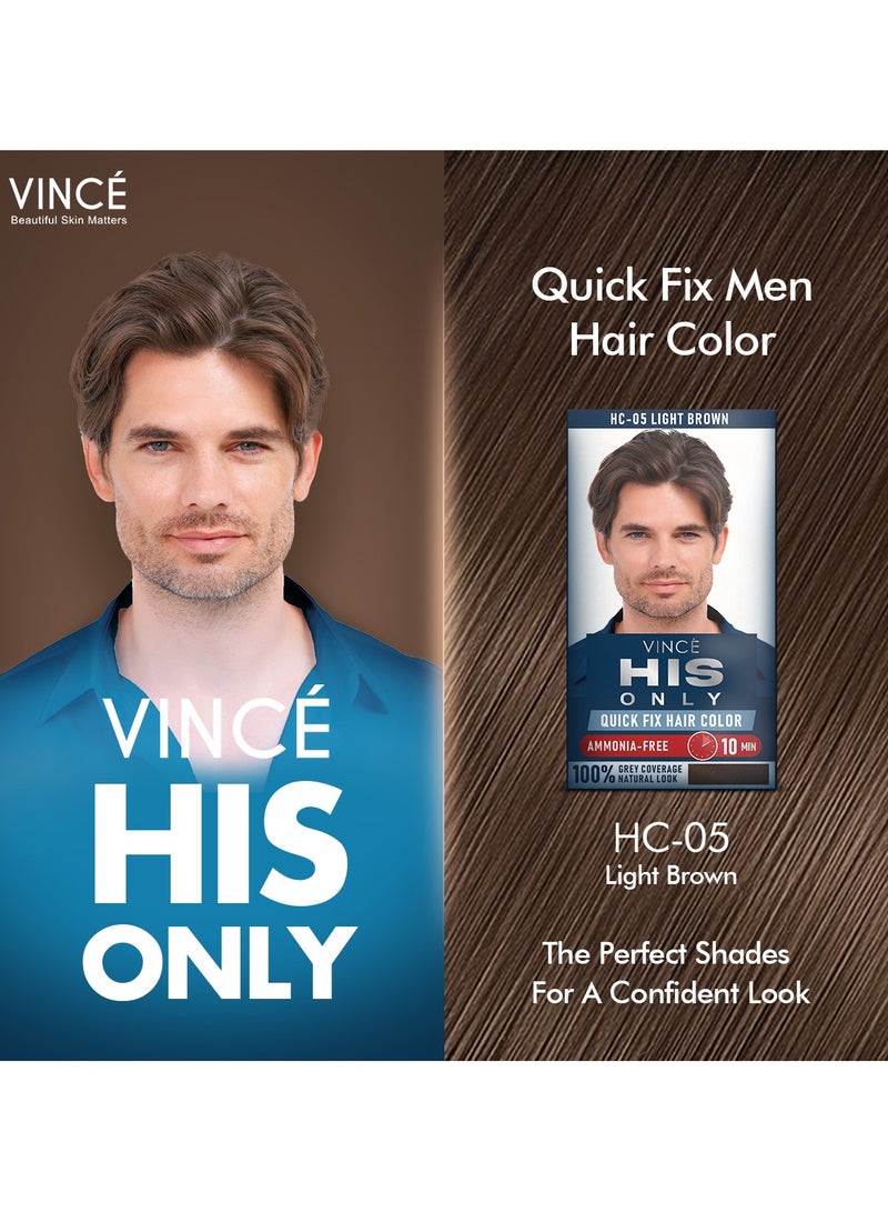 فينس صبغة شعر للرجال (HC-05) - بني فاتح - خالية من الأمونيا، تغطية 100% للشعر الرمادي، غنية بزيت الزيتون والأفوكادو - تضيف نعومة ولمعانًا - لطيفة وسريعة وطويلة الأمد لجميع أنواع الشعر - Image 2
