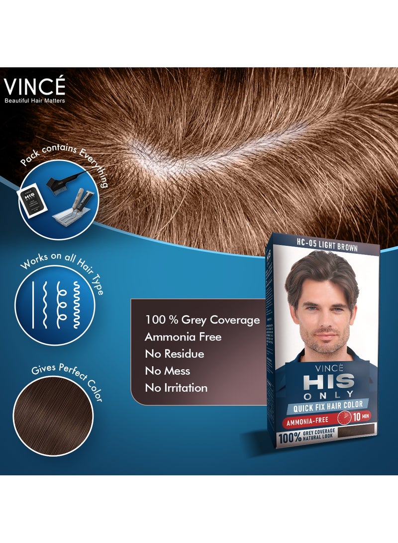 فينس صبغة شعر للرجال (HC-05) - بني فاتح - خالية من الأمونيا، تغطية 100% للشعر الرمادي، غنية بزيت الزيتون والأفوكادو - تضيف نعومة ولمعانًا - لطيفة وسريعة وطويلة الأمد لجميع أنواع الشعر - Image 3