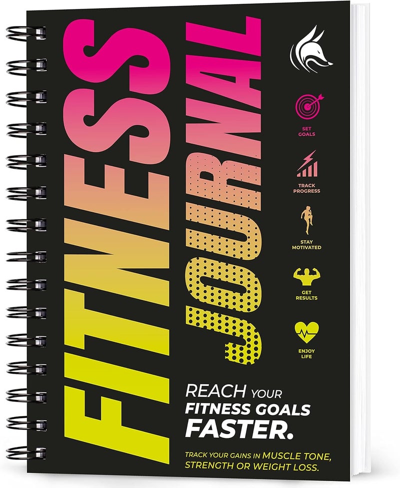 Clever Fox Fitness Journal Workout Log Book - Daily Fitness Planner Workout Journal for Women and Men. Spiral-Bound, Laminated Cover, Thick Pages, A5 (Yellow & Pink) - Image 1