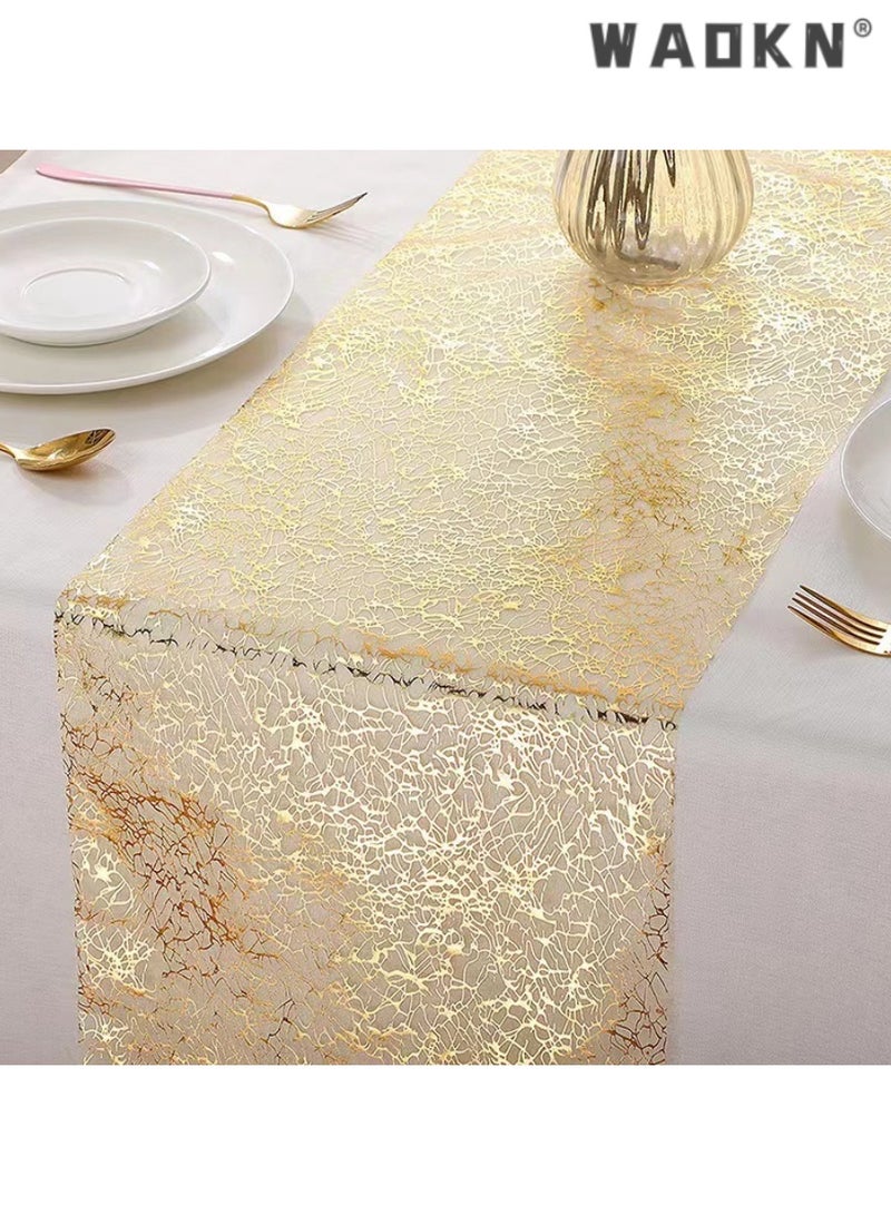 WAOKN Glorious Gold Table Runner,Rectangular Polyester Table Decor for Weddings, Birthdays, and Home Celebrations,Enhances Dining Ambiance with Sophisticated Style , Perfect for Special Occasions,28x275cm - Image 1