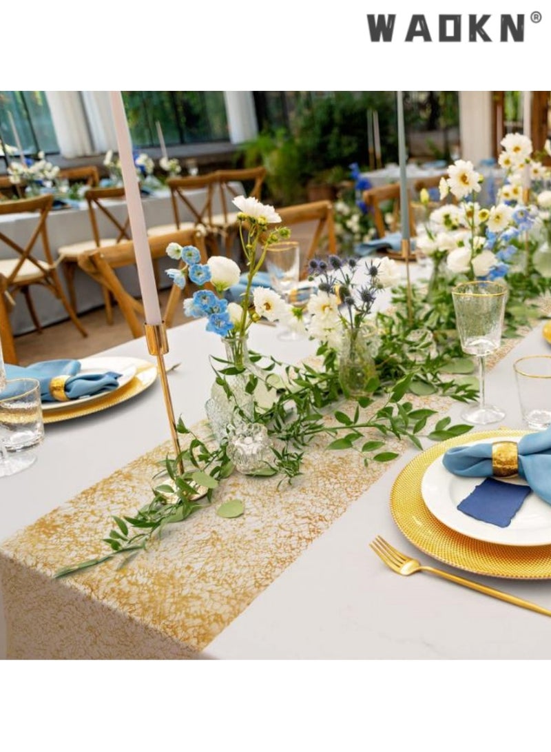 WAOKN Glorious Gold Table Runner,Rectangular Polyester Table Decor for Weddings, Birthdays, and Home Celebrations,Enhances Dining Ambiance with Sophisticated Style , Perfect for Special Occasions,28x275cm - Image 5