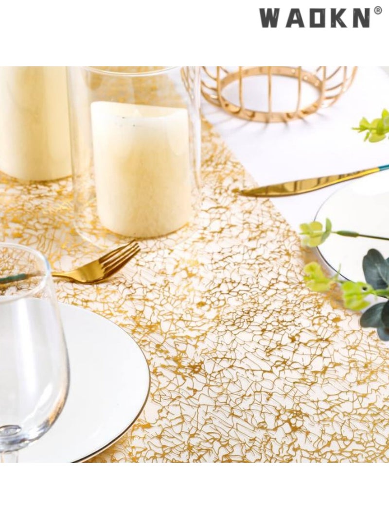 WAOKN Glorious Gold Table Runner,Rectangular Polyester Table Decor for Weddings, Birthdays, and Home Celebrations,Enhances Dining Ambiance with Sophisticated Style , Perfect for Special Occasions,28x275cm - Image 4
