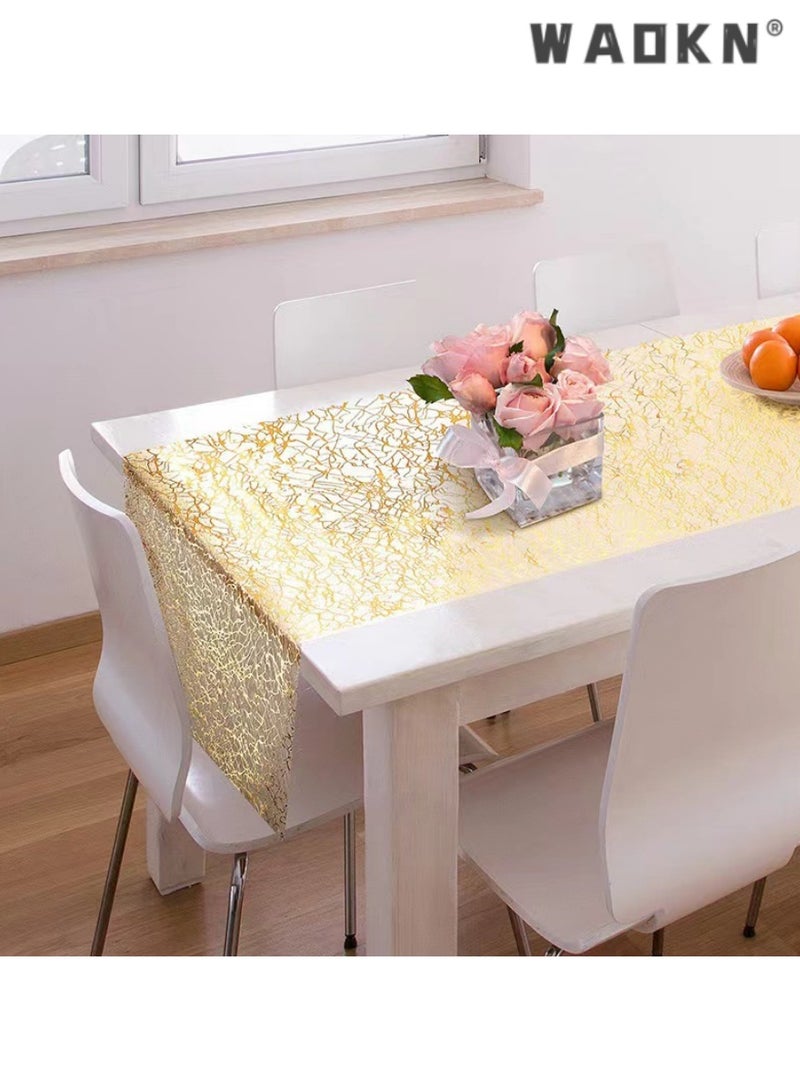 WAOKN Glorious Gold Table Runner,Rectangular Polyester Table Decor for Weddings, Birthdays, and Home Celebrations,Enhances Dining Ambiance with Sophisticated Style , Perfect for Special Occasions,28x275cm - Image 2