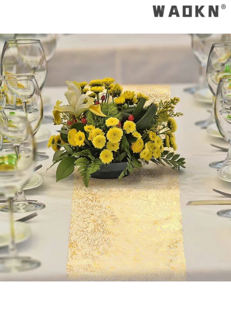 WAOKN Glorious Gold Table Runner,Rectangular Polyester Table Decor for Weddings, Birthdays, and Home Celebrations,Enhances Dining Ambiance with Sophisticated Style , Perfect for Special Occasions,28x275cm - Image 3