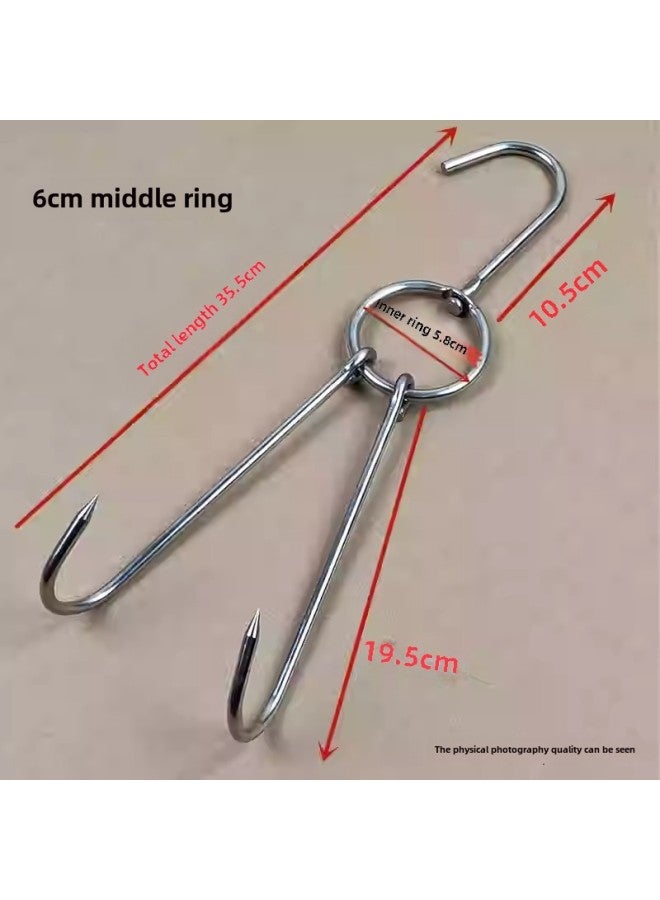 Roast Duck Hook Roast Duck Hook Roast Goose Double Hook Duck Hook Commercial Hook Roast Meat Ring Large Circle Stainless Steel Shelf-Color:6cm Thick Non-magnetic Large Circle Total Length 36cm (10 Pieces)  - Image 1