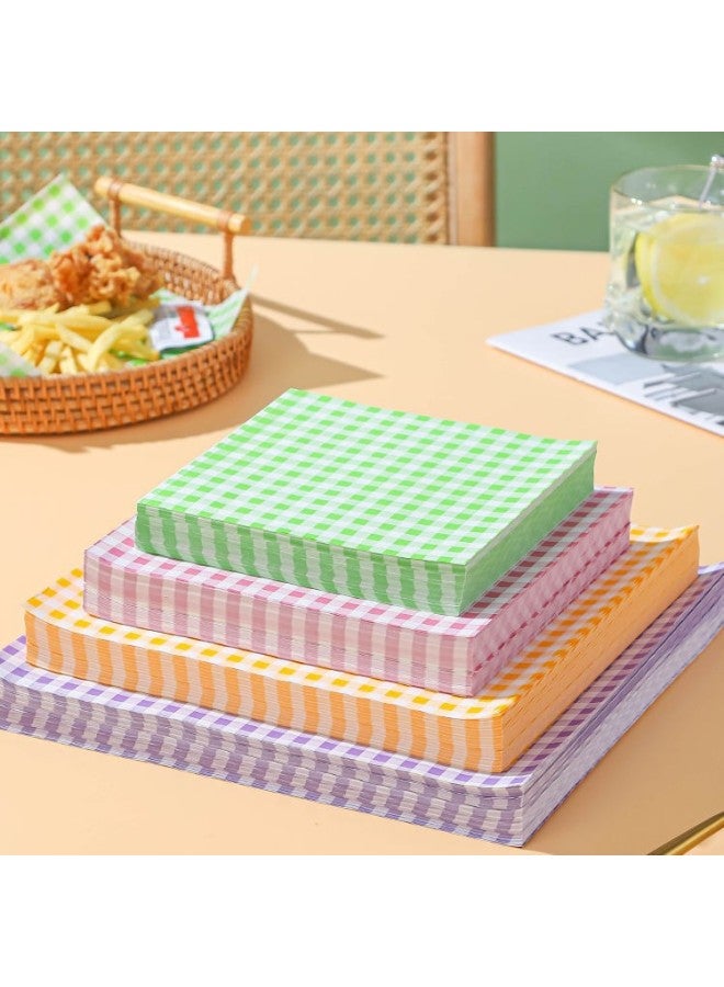 Fried Food Oil Absorbing Paper For Kitchen Frying Food Special Oil-removing Barbecue French Fries Fried Chicken Packing Paper Pad Oil Paper-Color:Purple Grid Greaseproof Paper 22*22cm-Specifications:Pack Of 100 Sheets - Image 1