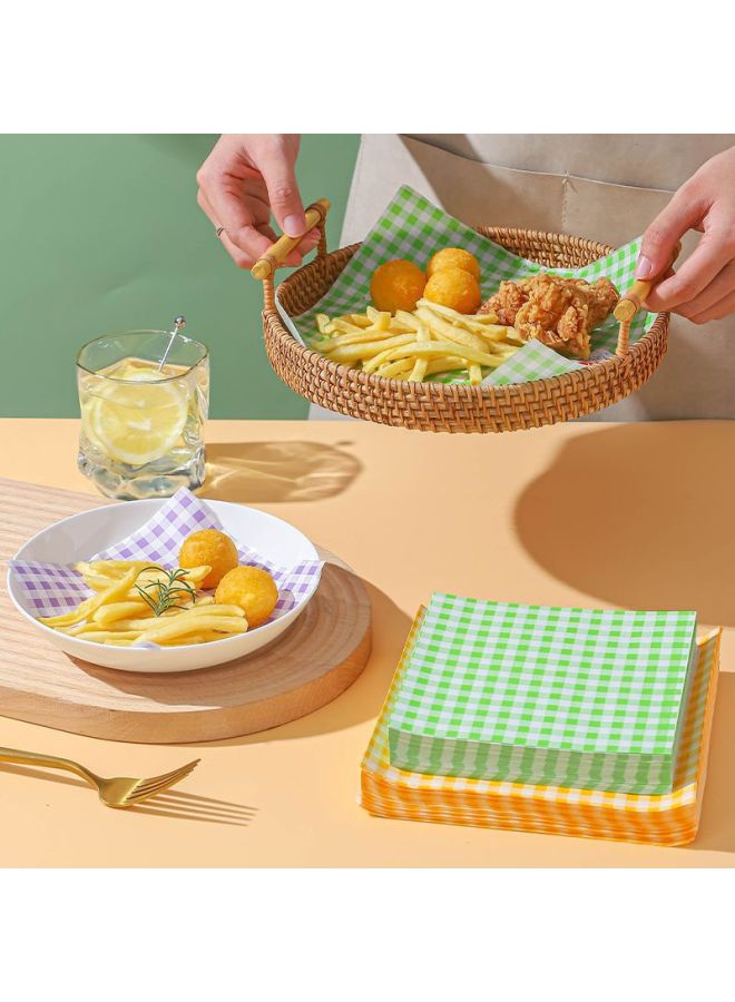 Fried Food Oil Absorbing Paper For Kitchen Frying Food Special Oil-removing Barbecue French Fries Fried Chicken Packing Paper Pad Oil Paper-Color:Purple Grid Greaseproof Paper 22*22cm-Specifications:Pack Of 100 Sheets - Image 5
