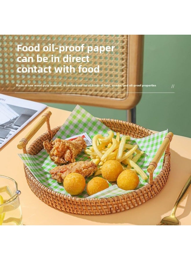 Fried Food Oil Absorbing Paper For Kitchen Frying Food Special Oil-removing Barbecue French Fries Fried Chicken Packing Paper Pad Oil Paper-Color:Purple Grid Greaseproof Paper 22*22cm-Specifications:Pack Of 100 Sheets - Image 3