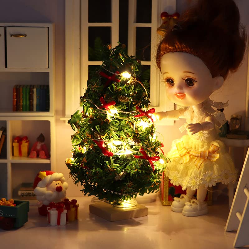 SXFSE Dollhouse Decoration Accessories 112 Dollhouse Miniature 1 Pc Mini Christmas Tree with Light - Image 4