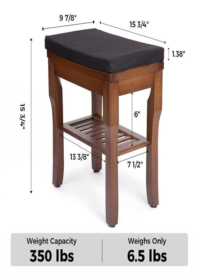StrongTek Bamboo Shower Bench Seat with Cushion, Shower Stool with Storage Shelf, Lightweight, Non-Slip, Quick-Drain Design, 350 lbs Capacity, Ideal for Bathroom, Spa, Sauna, Living Room - Image 5