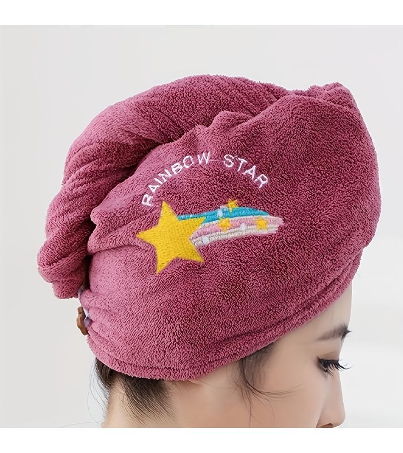 2 Pack Purple Vintage Hair Drying Towel Quick Dry Bath Wrap Cap For Women - Image 3
