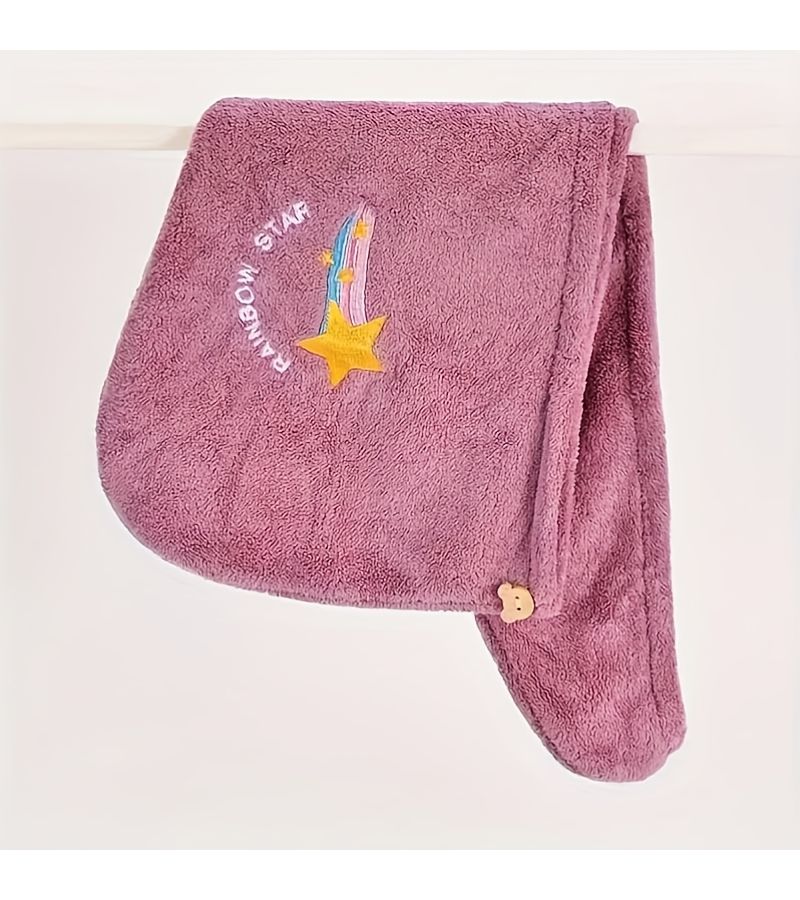 2 Pack Purple Vintage Hair Drying Towel Quick Dry Bath Wrap Cap For Women - Image 4