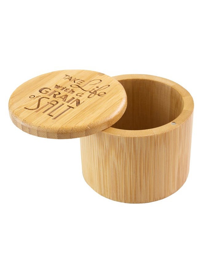 Totally Bamboo (Engraved - "Take Life with a Grain of Salt") - Salt Box Storage Box, with Magnetic Swivel Lid,"Take Life Storage Box, with a Grain of Salt" Permanently Engraved on Lid - Image 5