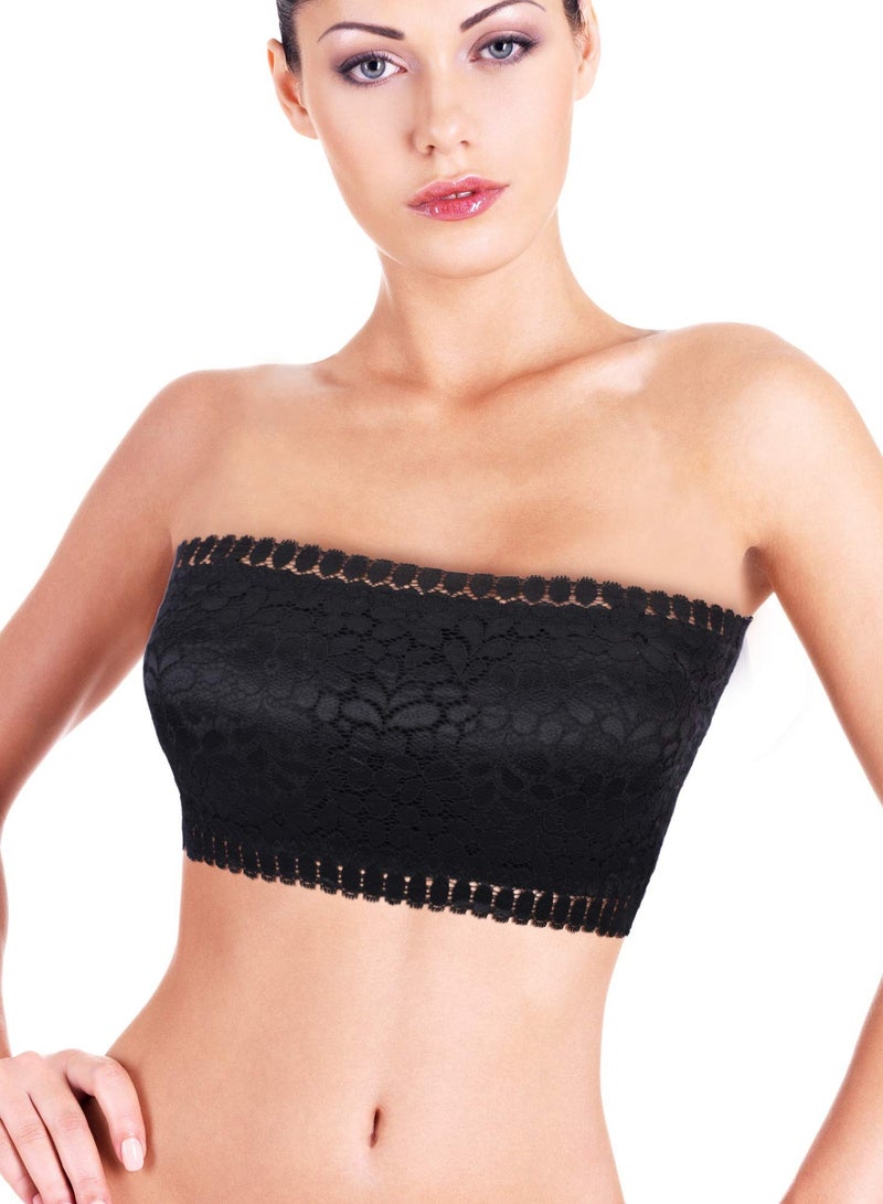 SYOSI 4 Pieces Lace Chest Wrap Strapless Bandeau Bra, Floral Lace Bra Top with Removable Pads - Image 4