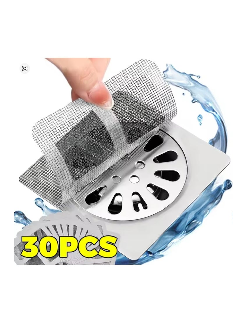 30 قطعة من ملصقات تصريف الشعر للاستخدام مرة واحدة، ملصقات تصريف الأرضية، غطاء تصريف الدش للاستخدام مرة واحدة، ملصقات شبكة تصريف الدش، شاشة فلتر المجاري، الحمام، الغسيل، حوض الاستحمام، المطبخ - Image 1