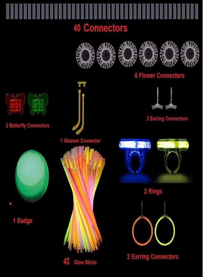 Chocozone Light up Toys 56pc Party Pack Glowsticks Mixed Colors Party Favors for Kids Birthdays Toys for Boys Girls (40 Glowsticks) - Image 2