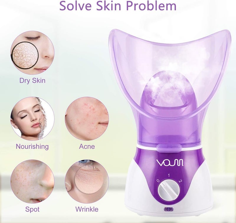 VOUM Facial Steamer, Face Steamer for Facial Deep Cleaning Home Facial Sauna Spa Sinuses Humidifier Atomizer Warm Mist Unclogs Pores Unisex (Purple) - Image 5