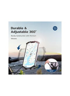 VUP Silicone Bike Phone Mount for iPhone Xs Max/XR/8 Plus/7, Galaxy S10 Plus/S9/S8, Google Pixel 3/2 XL, Universal Bicycle Motorcycle Handlebars Adjustable Cell Phone Holder, 360° Rotation,Black  - Image 2