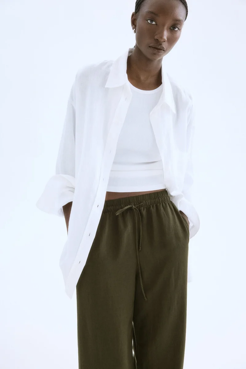 اتش اند ام Linen-blend trousers
