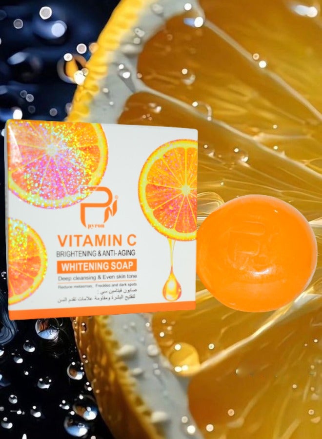 PYRON Vitamin C Brightening And Anti Aging Whitening Soap Deep Cleansing And Even Skin Tone - Image 1