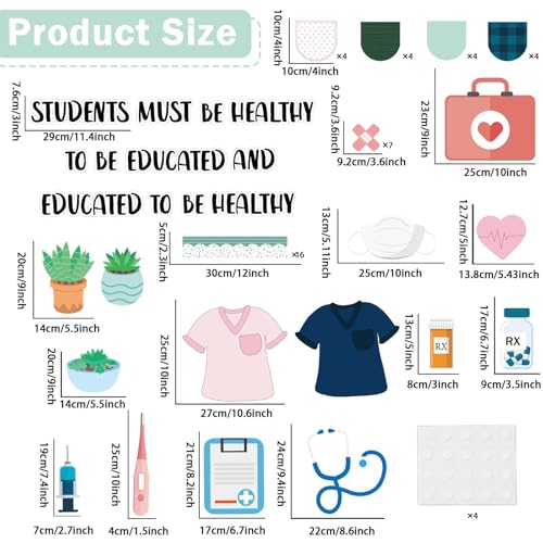 Naozinebi Healthy Bulletin Board Set Healthcare Workers Nurses Classroom Decorations Medical RN Cutouts for Students Doctor Hospital Nursing School Kindergarten Back to School RN Party Wall Supplies - Image 3