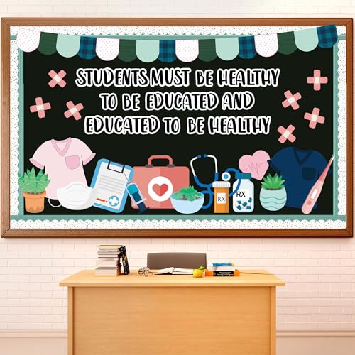 Naozinebi Healthy Bulletin Board Set Healthcare Workers Nurses Classroom Decorations Medical RN Cutouts for Students Doctor Hospital Nursing School Kindergarten Back to School RN Party Wall Supplies - Image 1