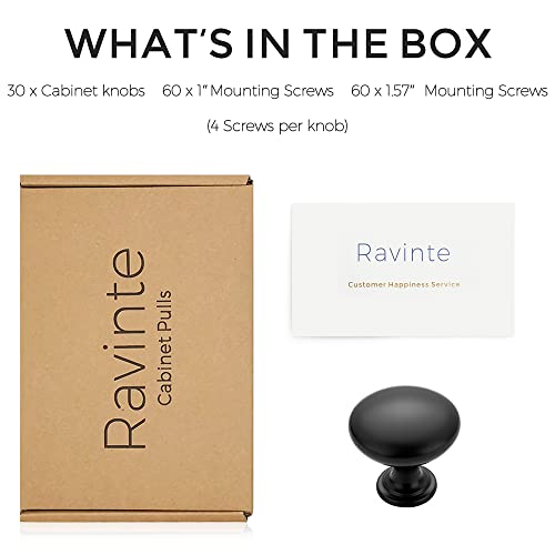 Ravinte 30 Pack Matte Black Round Zinc Cabinet Knobs for Kitchen Bathroom Closet Dresser Cabinets - Image 4