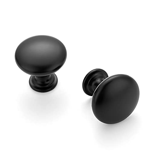 Ravinte 30 Pack Matte Black Round Zinc Cabinet Knobs for Kitchen Bathroom Closet Dresser Cabinets - Image 1