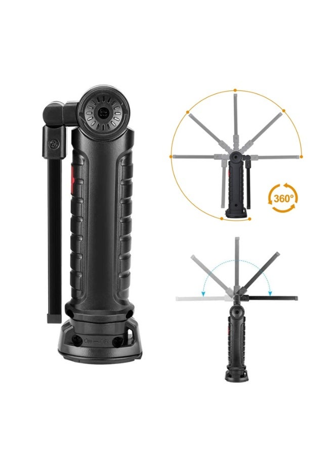 Foldable LED Light COB Rechargeable Handheld FlashLight Magnetic Base Rotate and 5 Modes LED Hook Hanging Inspection Work Light for Camping Hiking Car Repair Household and Outdoor Use Torch - Image 3