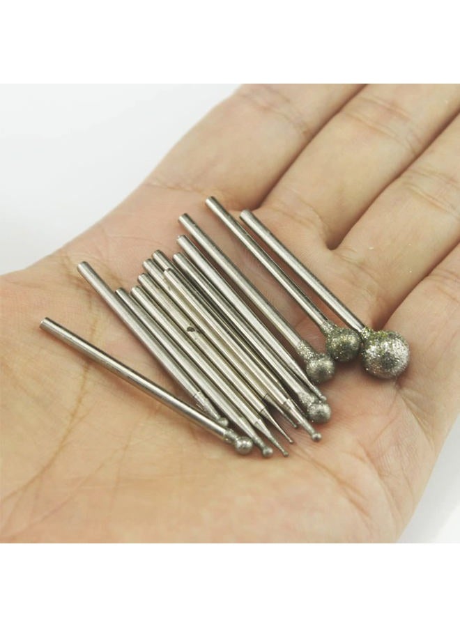Luo ke 13 Pcs Ball Shape Diamond Burr Diamond Mounted Grinding Burs Stone Carving Set with 3/32 inch Mandrel Fits for Rotary Tools - Image 4