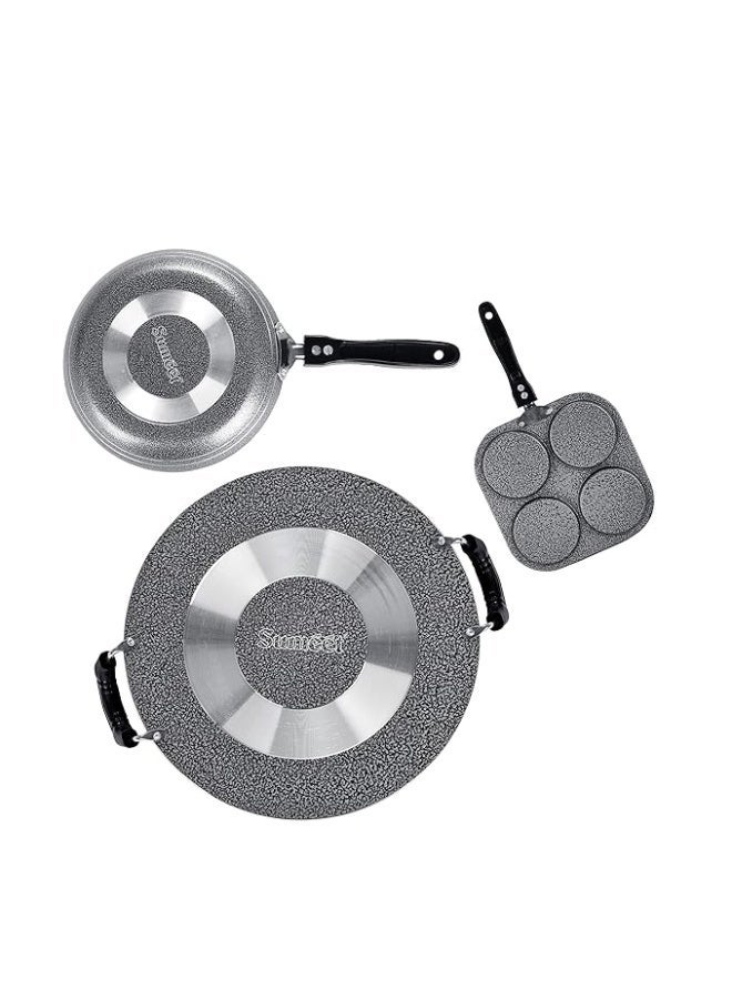 Sumeet NonStick Grizaj Cookware Set (Tawa-30.5cm Dia + Mini Multi Snack Maker - 4 Cavity -19.5cm + Tapper pan - 0.6Ltr - 20Cm Dia) - Image 4