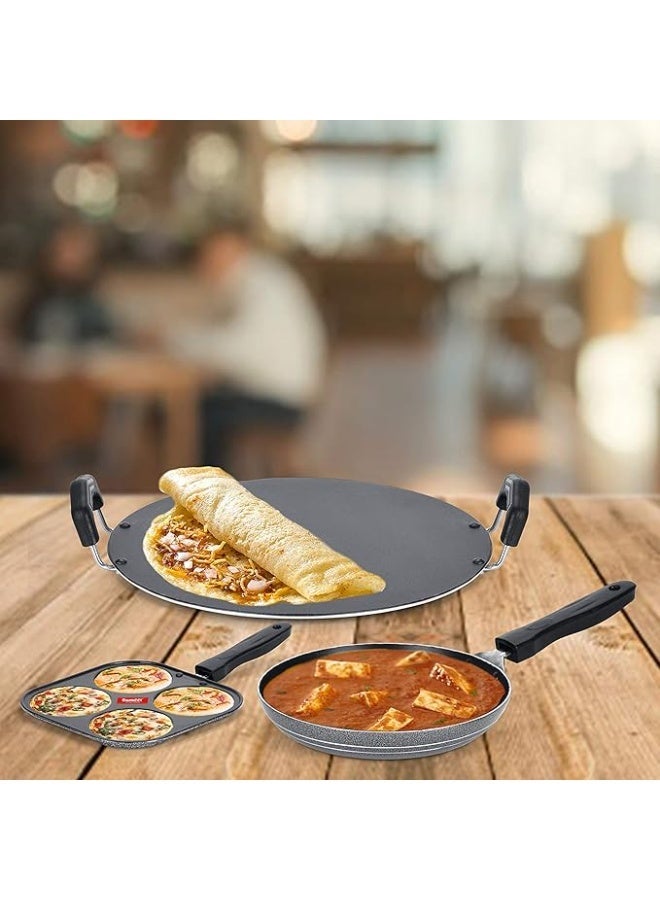 Sumeet NonStick Grizaj Cookware Set (Tawa-30.5cm Dia + Mini Multi Snack Maker - 4 Cavity -19.5cm + Tapper pan - 0.6Ltr - 20Cm Dia) - Image 3